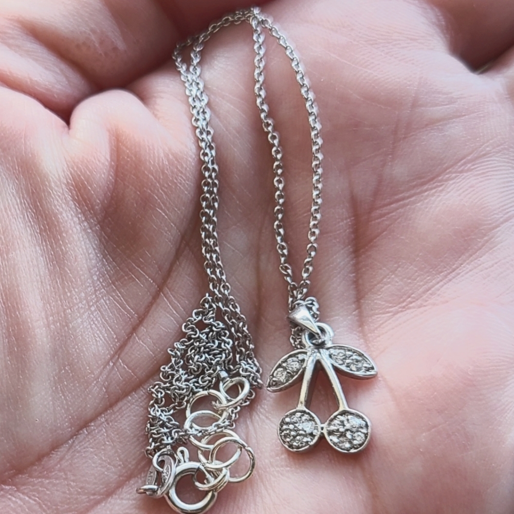 925 sterling silver cherry necklace